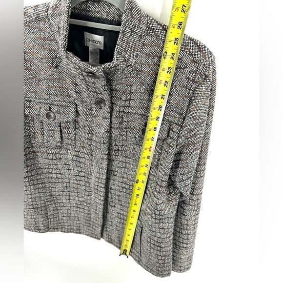Chicos Sz 2 US 12 Large Jacket Textured Shacket Blazer Brown Wool Blend - Picture 8 of 9